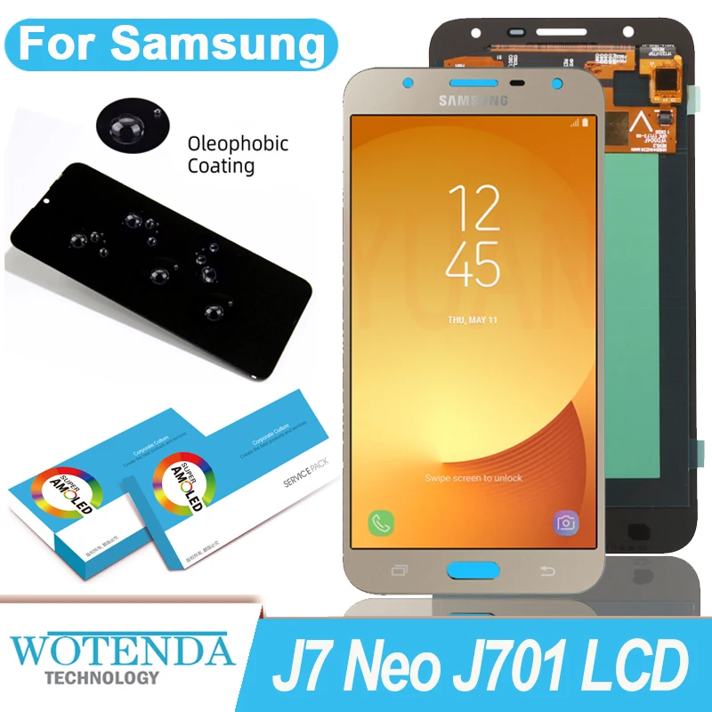 100% Оригинальный Amoled 5 ''дисплей для Samsung Galaxy J7 Neo J701 J701F J701M Core LCD сенсорный экран