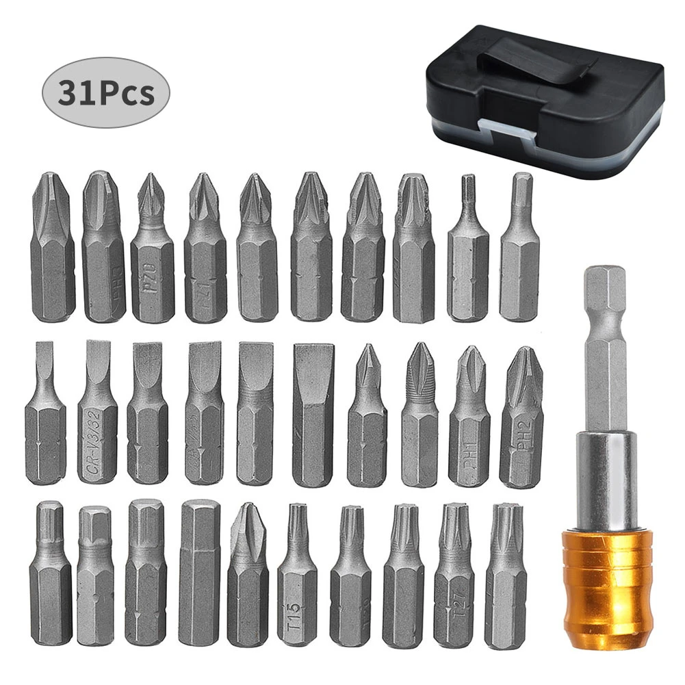 31 шт./компл. Профессиональная отвертка Биты Набор корпус прочный хром ванадиевая сталь крестоообразная отвертка шестигранная отвертка для винтов с головкой адаптер B4