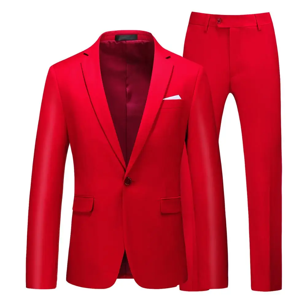 

Men suit 2020 New Simple blazer Solid color 2 pcs classic lapel business casual slim men's suit multicolor wedding groom tuxudo