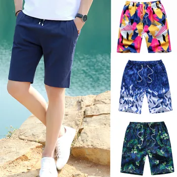 

Fitness Swiming Men's Shorts 2020 New Printed Loose Drawstring Beach Quick Dry Summer Board Casual Plaid Board Male Shorts