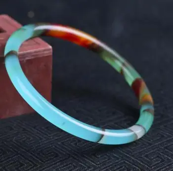 

Natural Xinjiang Gobi Color Jade Bracelet Gold Silk Jade Bracelet Round Bar Vintage Bracelet ob05