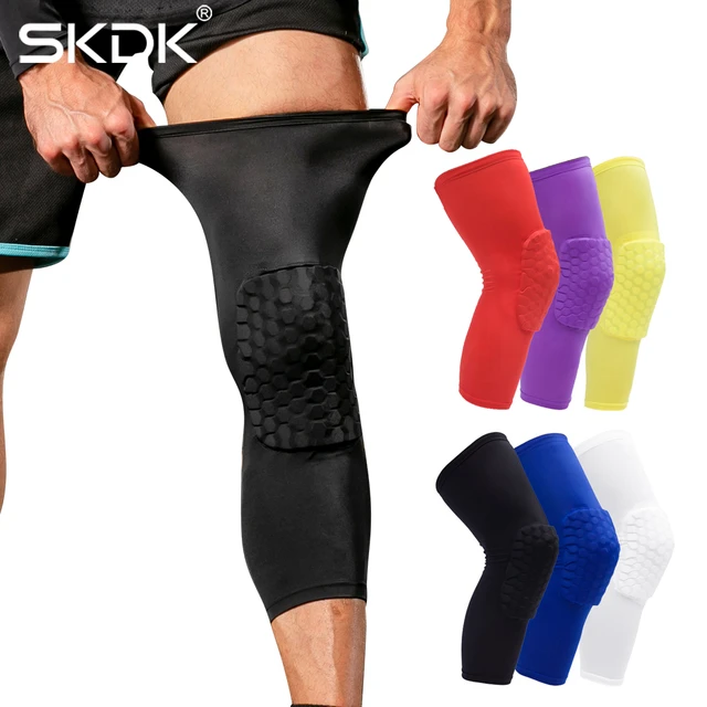 1PC Breathable Absorb Sweat Basketball Knee Pad Honeycomb Shockproof Elbow  Support Long Leg Sleeves Knee Brace