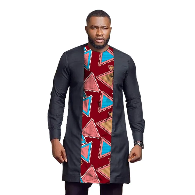 Okafor Long Sleeve Dashiki  Patchwork  T-Shirt - Image 5