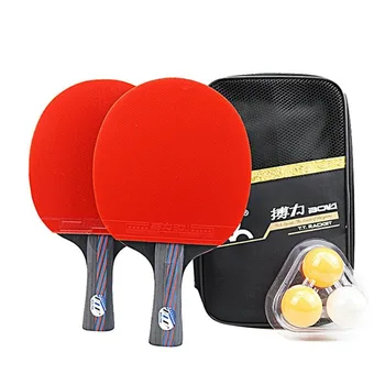 

Table Tennis Bat Racket Good Control Handle Ping Pong Paddle Racket Set 3 Balls Portable Retractable Ping Pong Post Net Rack