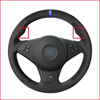 

DIY Black Suede Car Steering Wheel Cover for BMW E60 E63 E64 Cabrio M6 2005 2006 2007 2008 2009 2010 Accessories Parts