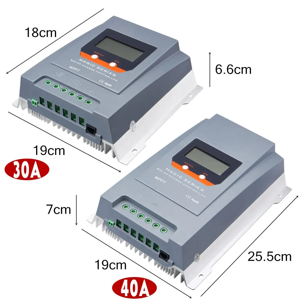 

10-40A MPPT Solar Charge Controller 12/24V LCD Auto Battery Charger Solar Regulator for 12V 24V Lead Acid Lithium-ion Batteries