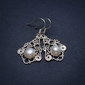 

Natural River Pearl Handmade Mexican 925 Sterling Silver Earrings 1 1/2" T4346