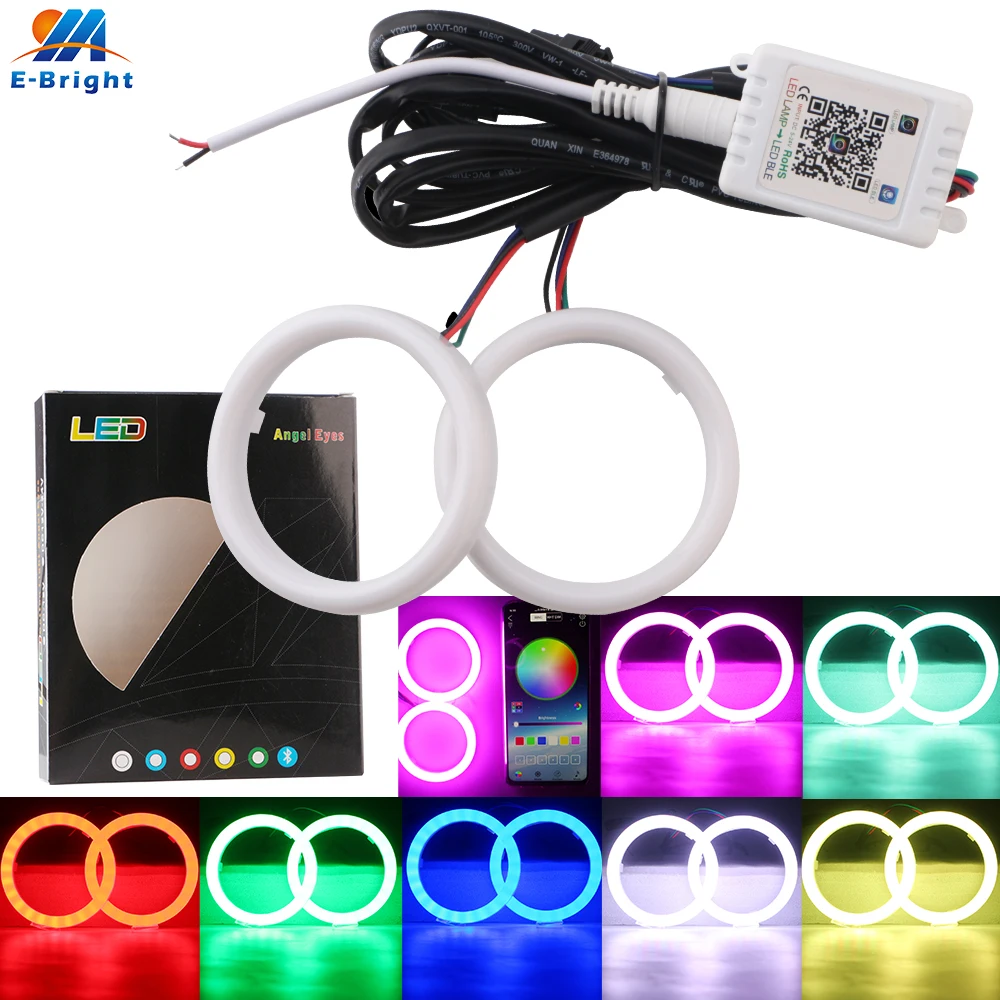 Olho de Anjo Nbsp Bluetooth Controle App Halo Anéis Algodão Cob Led Carro Sinal Auto Farol & Rgb