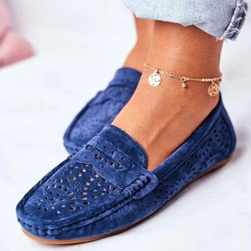 Women Moccasins Loafers Casual Comfortable Sewing Suede Flat Shoes Soft Soles Lightweight