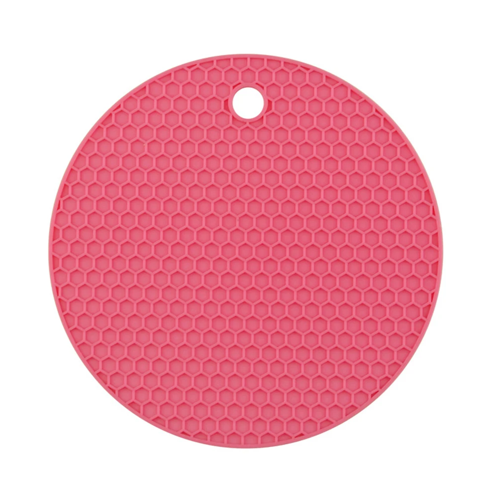 14 см круглый термостойкий силиконовый коврик многофункциональные подставки для кружек нескользящий держатель для кастрюли настольная кухонная салфетка-подставка инструменты - Цвет: rose red