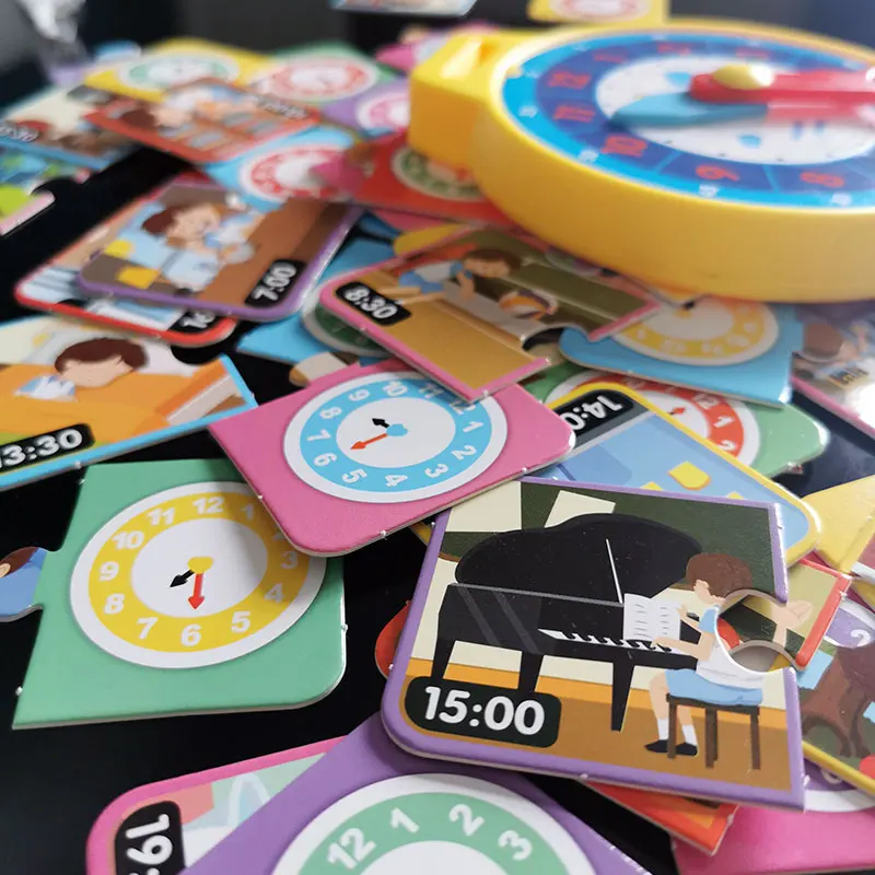 Montessori Time Matching Puzzle Toy Clock Cognition Preschool Good Habits Develop Analog Clock Educational Learning Activity Toy 5