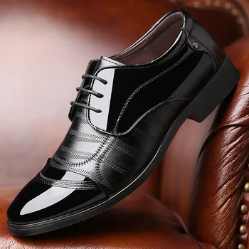 

Autumn Men Leather Shoes Breathable Busine Dress Shoes High Quality Lace-Up Formal Oxfords For Men Wedding Shoes Black Brown