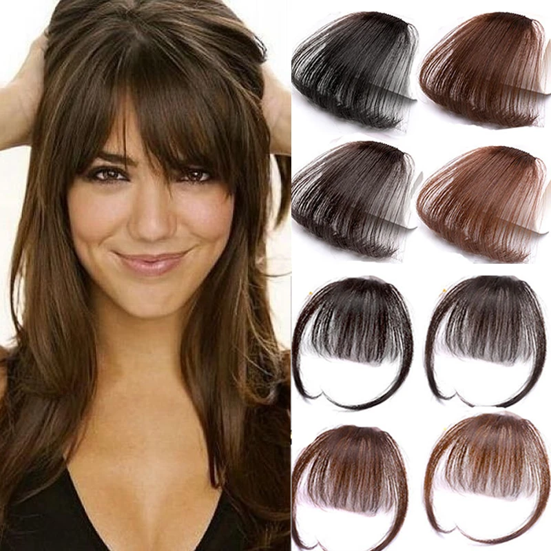 Brillar Recuerdo montar LUPU flequillo de aire sintético para niña, pieza de cabello natural,  negro, marrón, extensión de cabello falso|Flequillos sintéticos| -  AliExpress