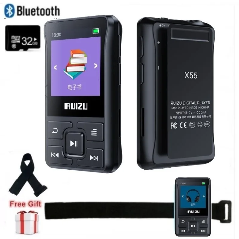 

Newest Mini Sport Clip Bluetooth MP3 Player Original RUIZU X55 8GB Music MP3 Player Support TF Card FM Radio Voice Recording