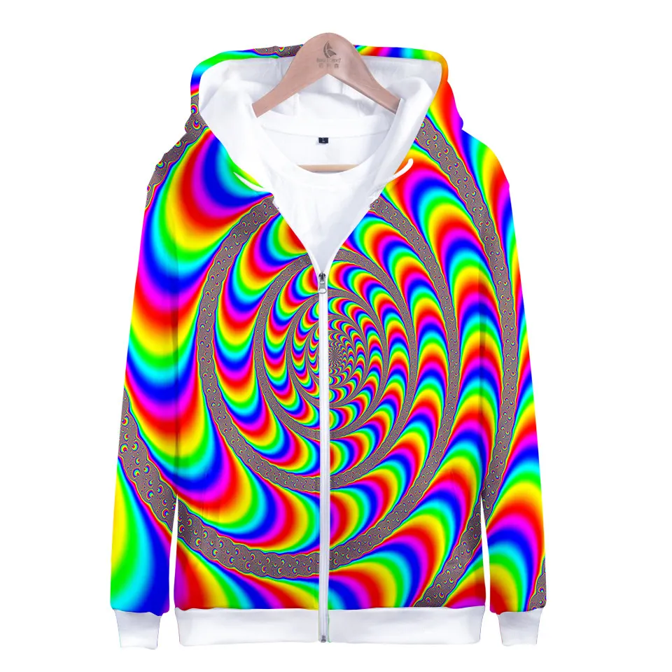 Красочные Psychedelic 3D Толстовка с капюшоном Femme Повседневная Свободная кофточка для мужчин и женщин Толстовка С Карманами модная куртка пальто