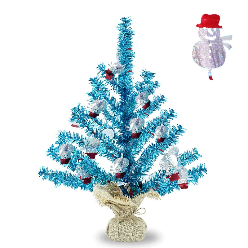 15 ''мини мишура синий снеговик Рождественский стол дерево для дня рождения искусственная сосна елка стенд украшения Детские украшения - Цвет: Blue