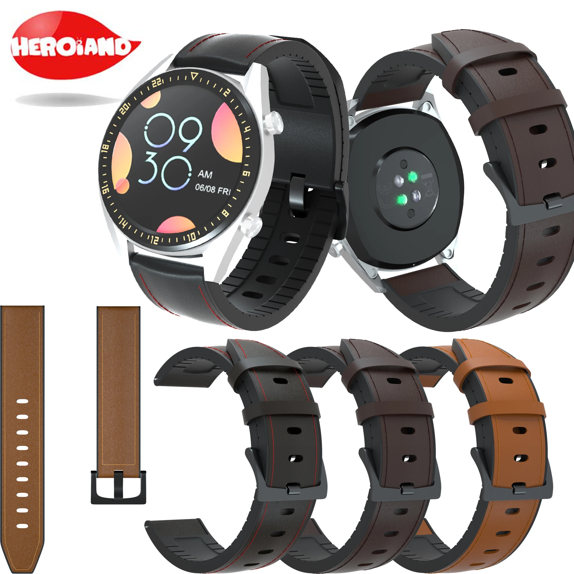 Ремешок из кожи и силикона для наручных часов huawei watch GT/GT 2 браслет Samsung Galaxy 46 мм/gear