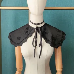 Black Handmade Beads Fake Collar Shawl for Women Detachable Collars for Sweater Blouse Tops False Collar Shoulder Wrap Shawls