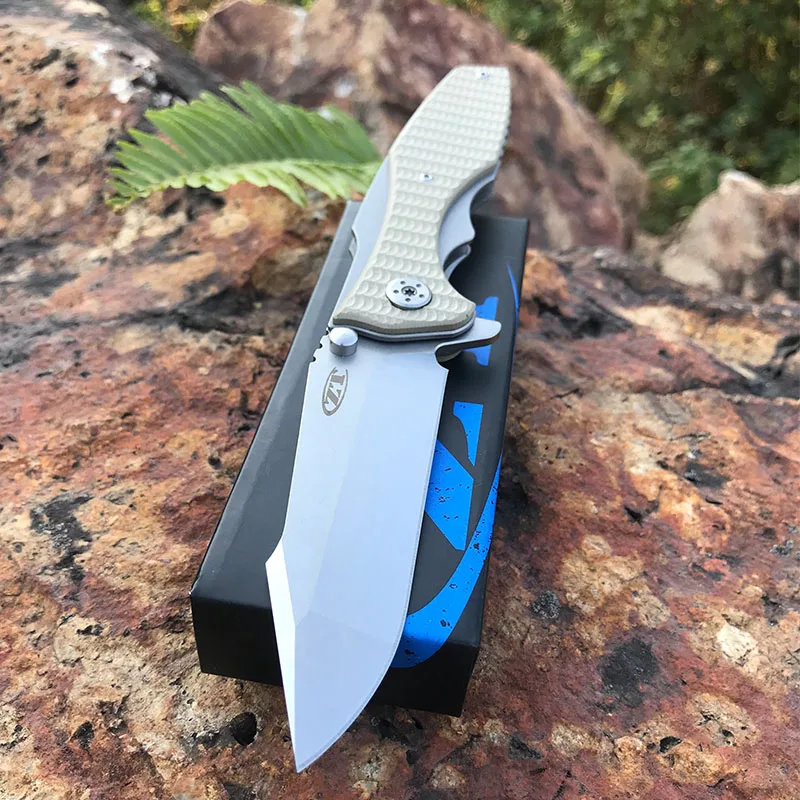 Складной нож ZT0393G10, полностью стальная пластина, для походов, кемпинга, тактический нож, инструмент для самообороны - Цвет: Светло-желтый