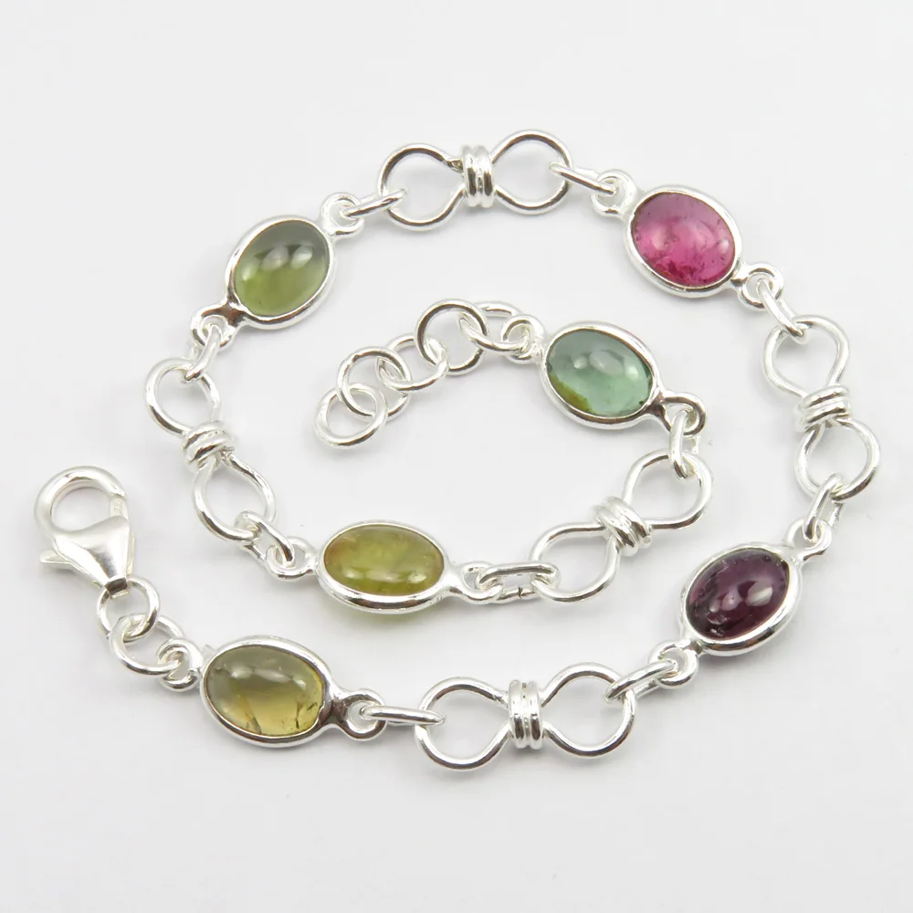 Прекрасный серебряный турмалиновый браслет 8," 7,2 грамм украшения для свадьбы