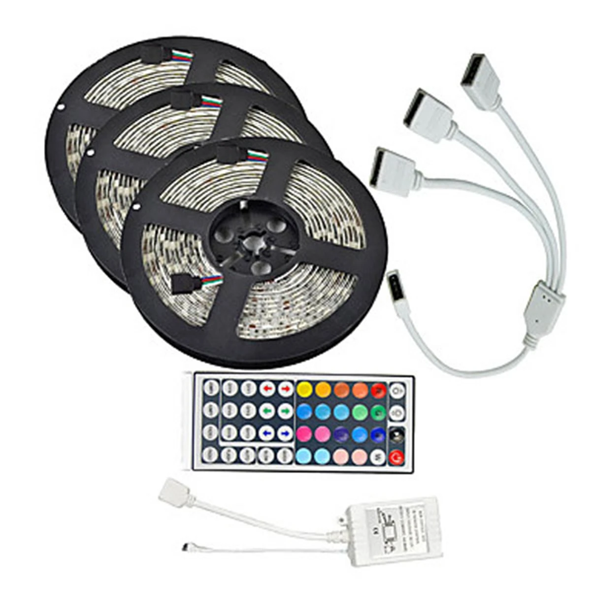 Jiguoor 15M SMD5050 Waterproof RGB 450 LED Strip Tape Light Kit Christmas Home Decoration+ 44 Keys Controller+ DC12V Cable