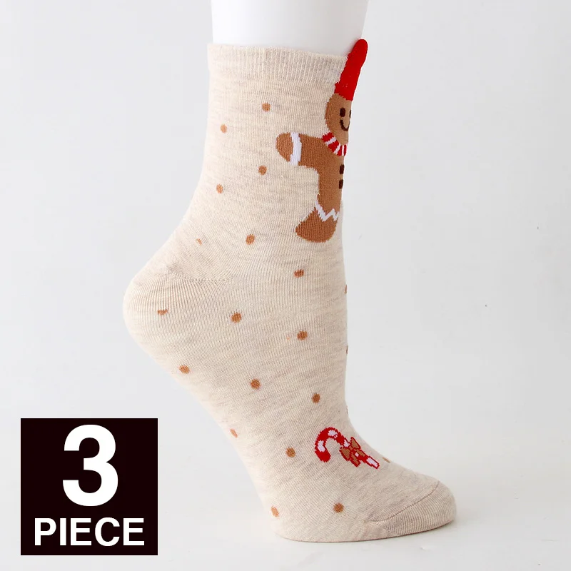 Цветные хлопчатобумажные носки женские милые Носки с рисунком каваи Носки с рисунком лося смешной Рождественский подарок для девочек 3 пар/лот# F - Цвет: J 3 pairs