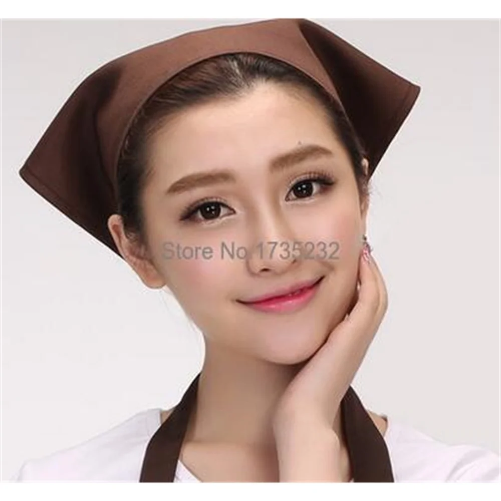 Waiter Work Head Scarf Simple Kitchen Restaurant Pot Shops Three Angle Customizable Female Chef Cap | Дом и сад