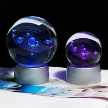 

8CM Laser Engraving Solar System Ball 3D Mini Planet Model Ball Luminescent Glass Ball Decorative Home Decor Lovers Gift