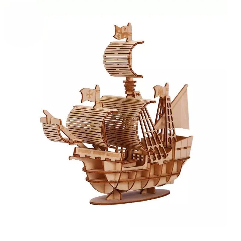 Лазерная резка DIY Парусный Корабль игрушки 3D деревянная головоломка игрушка сборка модель дерево ремесло наборы украшение стола для детей Дети