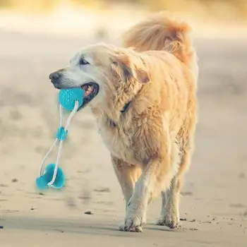 

Pet Cats Dogs Interactive Suction Cup Push TPR Ball Toys Elastic Ropes Pet Tooth Cleaning Chewing Playing IQ Treat Puppy Toys