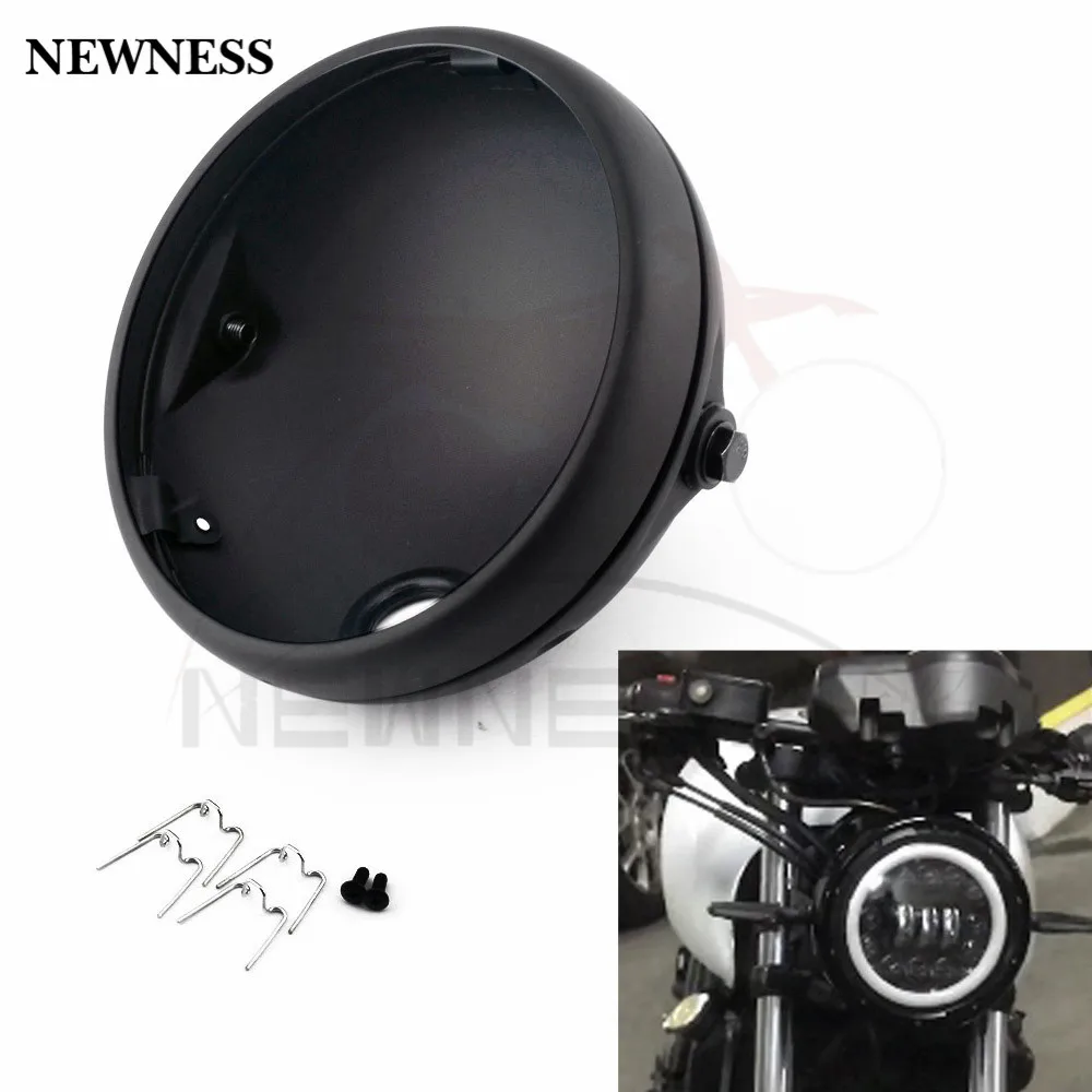 Base de faro para motocicleta, faro delantero modificado de 7 pulgadas, color negro mate, cubo Retro, Base de faro LED para motocicleta Harley