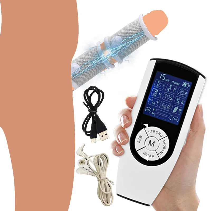 Electro Sex Toys Electric Sex Toys Penis Rings BDSM Electro Shock Penis Ring Scrotum Sleeve Electrical Stimulation Therapy Cock Delay Enlargement Sex Tool For Men Masturbation