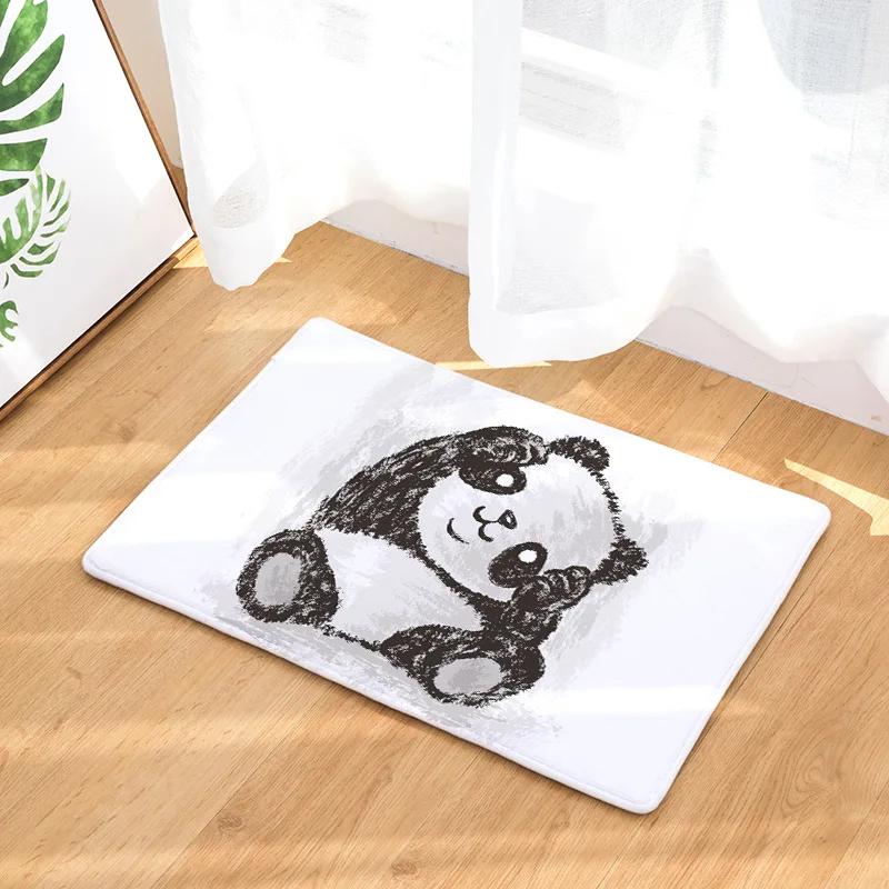 Мультяшная панда памяти дома прочный машинный моющийся Внутренний дверной коврик микрофибра ткань Ванная комната кухня пол коврики Ковры