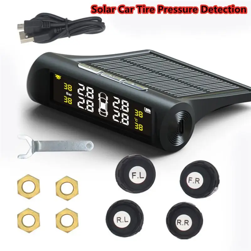 

Car Solar Tire Pressure Detection with Monitoring System TPMS External Display Auto Cars Safety Alarm System