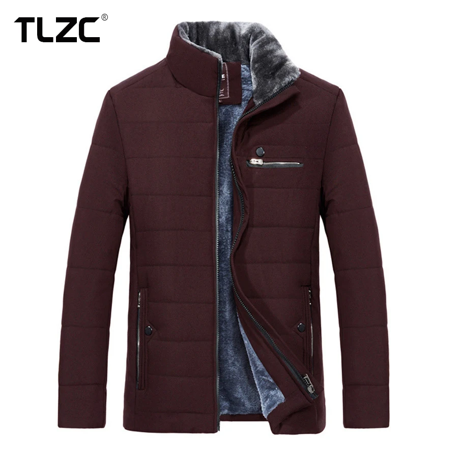 TLZC новая брендовая одежда с меховой подкладкой мужские зимние пальто размера плюс M-5XL со стоячим воротником мужские модные флисовые куртки мужские пальто