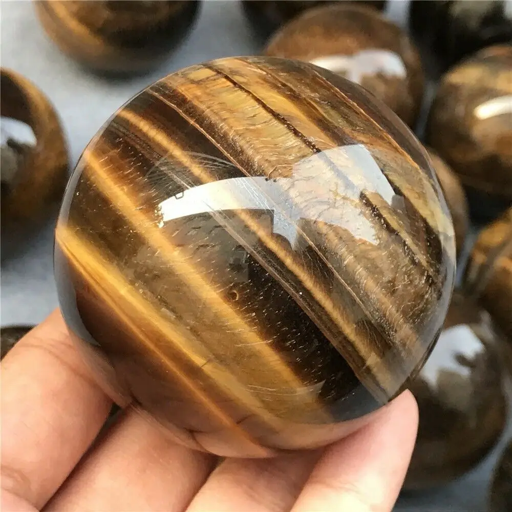 40-85mm Natural Tiger s Eye Quartz Crystal Sphere Ball Healing 2