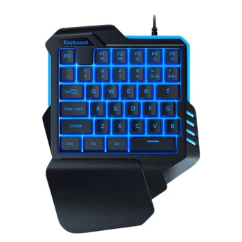 

One Handed Keyboard Gaming Keyboard Colorful Backlight Left Hand USB Keypad 35 Keys for PUBG Mobile Game