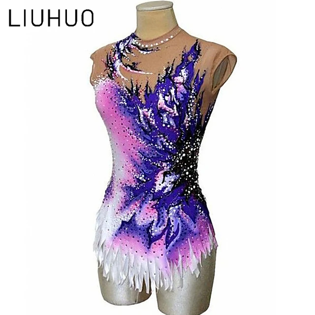 Ropa de patinaje sobre hielo para niñas, leotardos de gimnasia rítmica,  joyería púrpura, disfraces de gimnasia de competición, medias de baile para  adolescentes - AliExpress