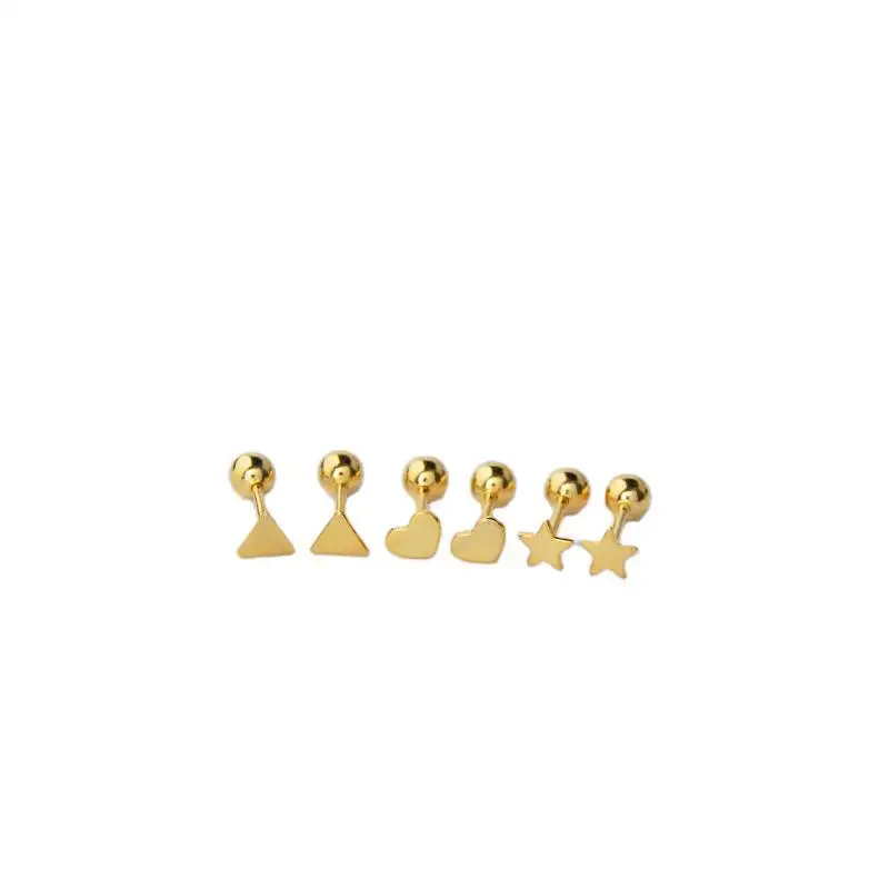 Серьги гвоздики серебряные в форме сердца и звезды|ear buckle|silver ear ringsear rings |