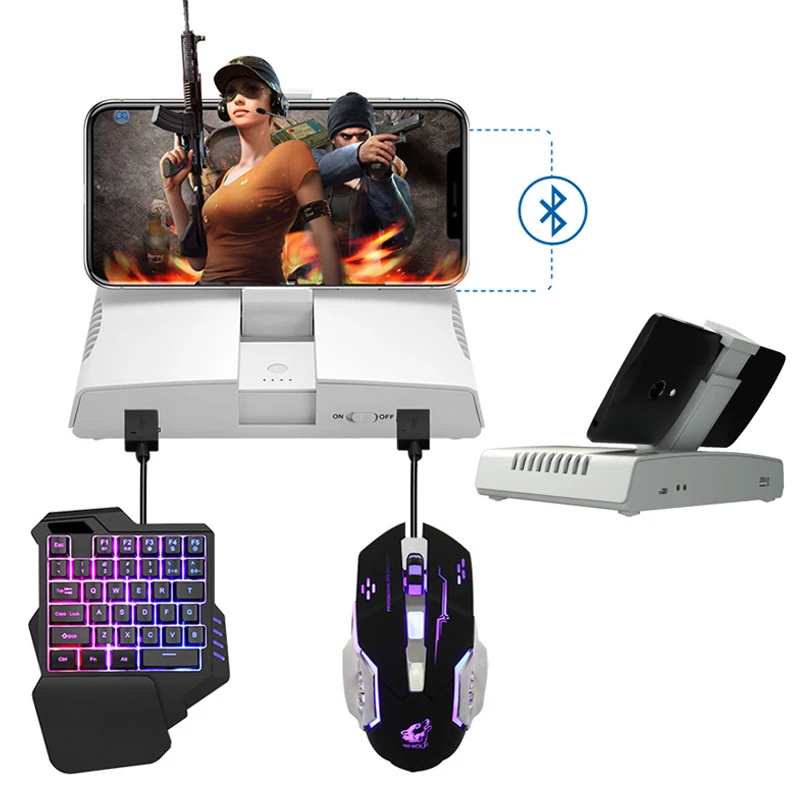 

Bluetooth Gameing Keyboard Mouse Converter For Ipad Iphone Android Smart Phone PUBG Mobile Gamepad Adapter With Phone Holder