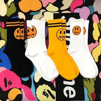 

Dropshipping 2020 Adult Crew Drew House Justin Bieber Socks INS Street Fashion Hip Hop Mens Socks Funny Smile Bandanna Paisley
