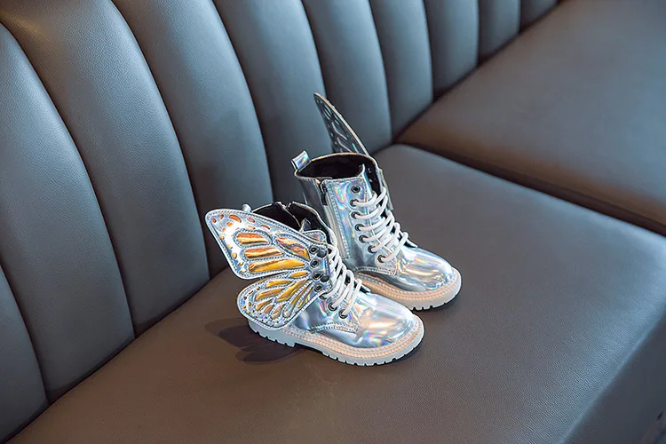 New Winter Child Shoes PU Leather Waterproof Wing Martin Boots Kids Snow Boots Brand Girls Boys High Boots Fashion Sneakers