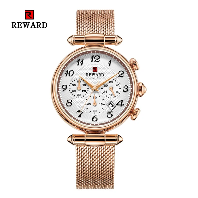 Rose Gold Награда Топ бренд женские часы водонепроницаемые Модные Повседневные кварцевые хронограф Женские роскошные часы женские часы Relogio Feminino - Цвет: Rose Gold