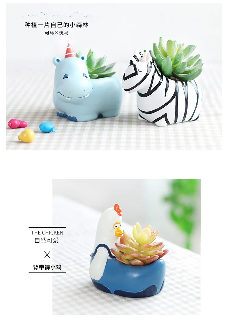 Creative Resin Succulent Plant Pots Mini Flower Pot Decorative Desktop Flowerpot Fairy Garden Home Garden Decoration (18)