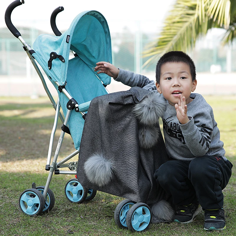 Lovely Newborn Baby Warm Cotton Swaddling Blanket Travel Sleeping Bedding Swaddles Wrap With 15cm Double Color Real Fur Pompom