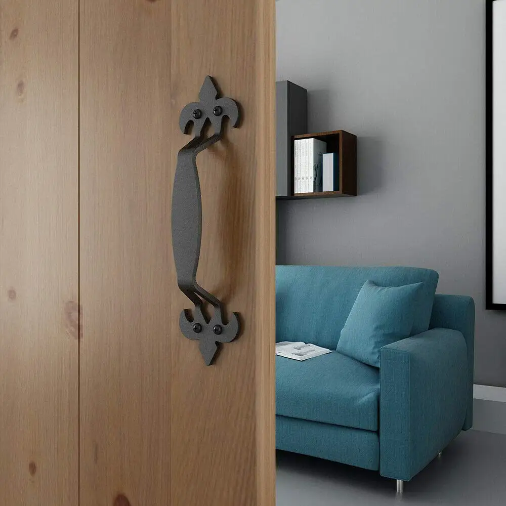 

10-7/8in Side Mount Pull Handle for Sliding Barn Door Matte Black Nordic Style Set of 2