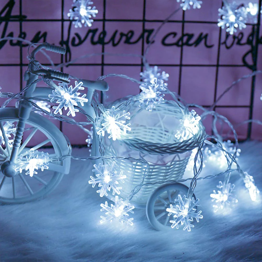 Cold White 10 м, 100LED, 220 В и батарея, Рождественская гирлянда, снежинка, лампа, гирлянда, сказочные огни, для улицы, для Рождества, свадьбы, вечеринки, Новогоднего декора - Испускаемый цвет: Cold White