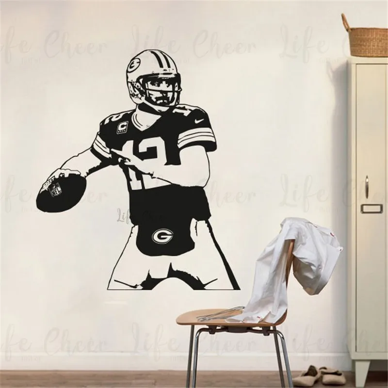 

American Football Player Wall Stickers Football Sportsman Vinyl Wall Decal Kids Teen Bedroom Decoration Sport Interior Art AC378