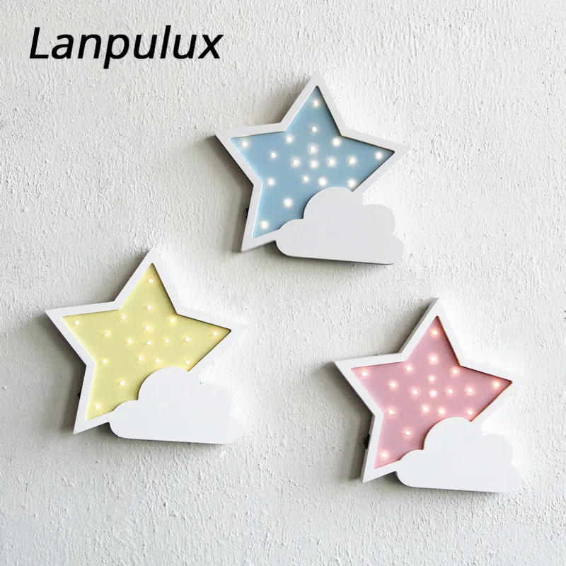 Lanpulux 3D деревянная звезда луна лампа милые Мультяшные светильники детские