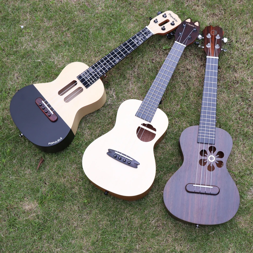 Populele S1/Q1/U1 23 дюймов концертные умные Гавайские гитары укулеле кошачьи уши стиль ель дерево акустическая 4 струны гитара с приложением обучение